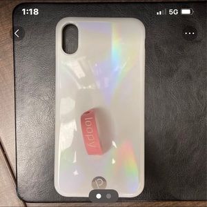 Loopy iPhone XS Max iPhone case Opal iridescent edition with pink loop.
